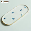 Axyaa Hand-painted Butterfly Orchid Ceramic Tea Tray - Teapot Base & Tea Services