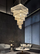 Axyaa Modern Aluminum Tassel Chandelier - Custom Size for Living Room & Hotel