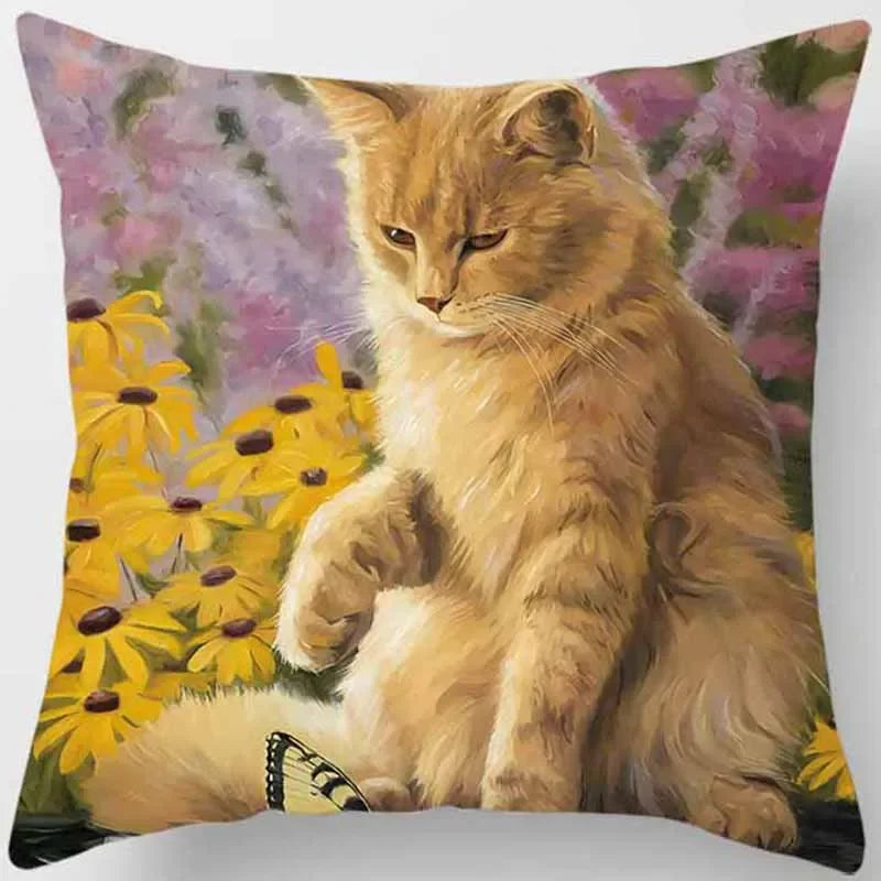 Cute Cat Print Pillowcase for Home Decor - Axyaa Brand