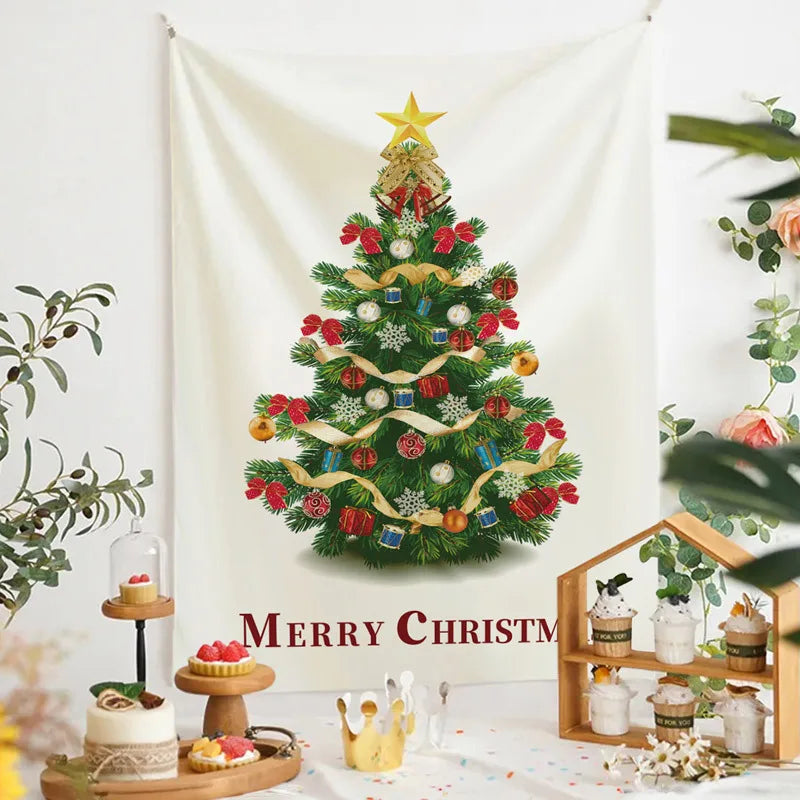 Axyaa Christmas Tree Tapestry Holiday Party Decoration Hanging Cloth Home Décor