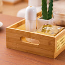 Axyaa Acrylic Bamboo Grid Storage Box for Cosmetics and Desktop Organization
