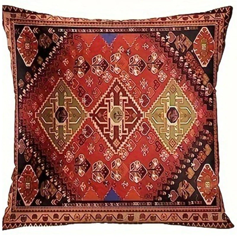 Axyaa Retro Red Ethnic Style Pillowcase for Home Decoration