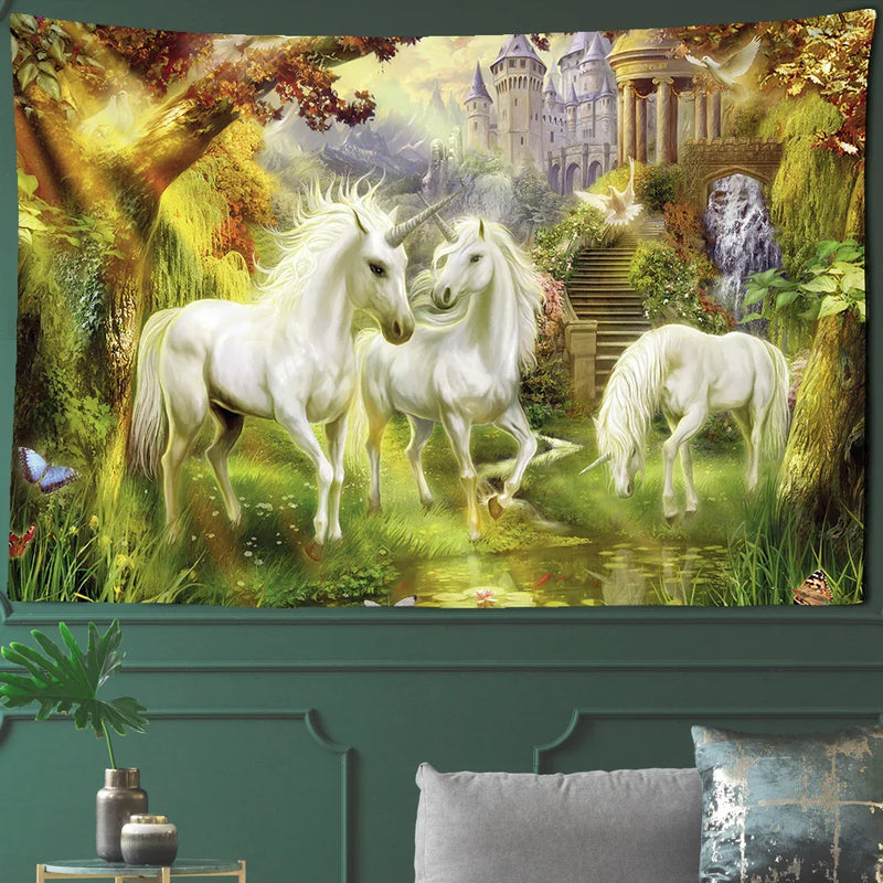 Axyaa Forest Unicorn Tapestry for Home Decoration and Wall Hanging