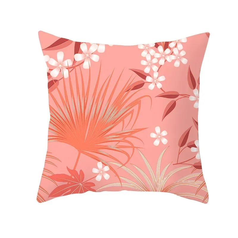 Axyaa Starfish Stripe Print Cushion Cover | Pink Coral Orange Home Decor Pillow Cover