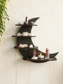 Axyaa Black Moon Wall Shelves 4-tier Floating Shelf Gothic Home Decor Crystal Display Rack