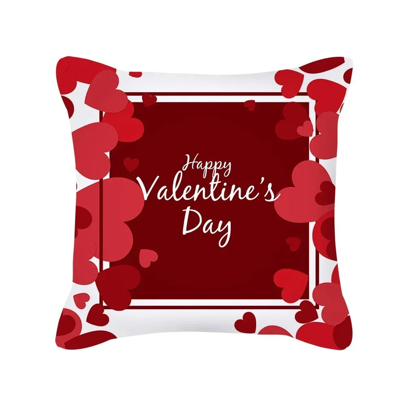 Red Geometric Pillow Case 45x45cm for Sofa, Car, Home Decor - Axyaa
