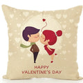 Axyaa Cartoon Couple Linen Pillowcase: Cute Room Decor & Valentine's Day Gift