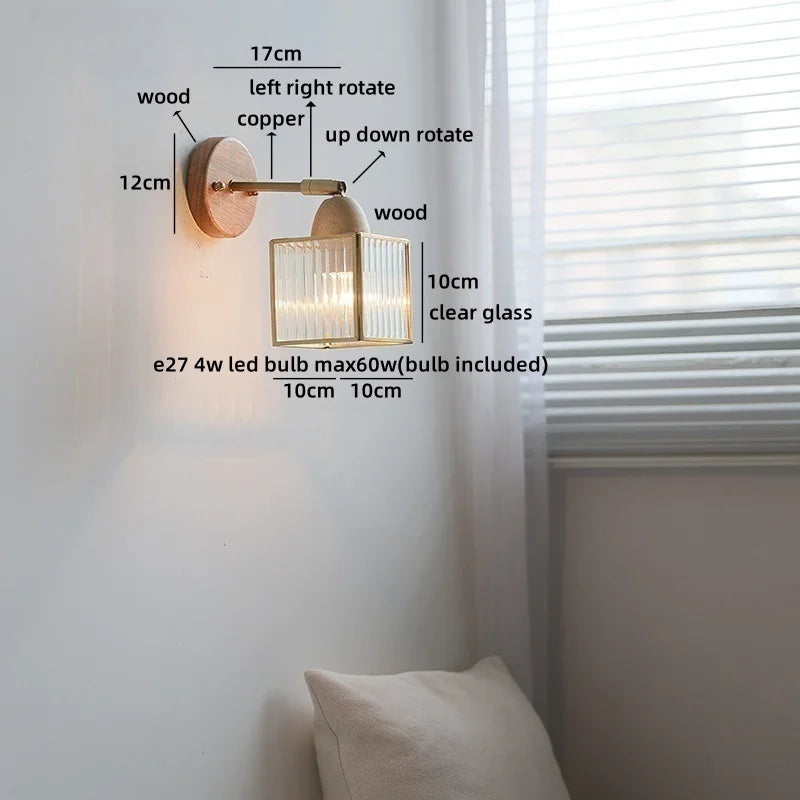 Axyaa Clear Glass LED Wall Light with Pull Wire Switch