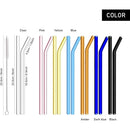 Axyaa Glass Straws Set - Reusable Eco-Friendly Smoothie Cocktail Bar Accessories