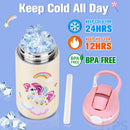 Axyaa Kids Stainless Steel Thermal Water Bottle - Cute Cartoon Design, Leak-Proof Insulated Cup