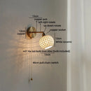 Axyaa Ceramic Vintage LED Wall Light Round Lampshade Design Pull Chain