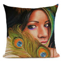 African Nation Women Portrait Pillow Cover for Home Decor by Axyaa