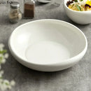Axyaa White Ceramic Deep Plate - Thick Soup Pasta Salad Dessert Snack Specialty Tableware.