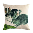 Axyaa Rabbit Pillowcase: Cute Ink Style for Office, Car, Sofa & Living Room