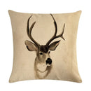 Axyaa Nordic Moose Art Linen Cushion Cover for Home Decor