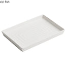 Axyaa Ceramic Steak Plate - White Square Texture Artistic Conception Tableware