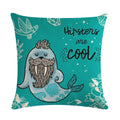 Axyaa Sea Lion Linen Pillowcase for Sofa Bedroom Children's Room Decor 45cm*45cm