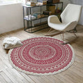 Axyaa Nordic Style Cotton Linen Round Carpets Boho Retro Handmade Floor Mats