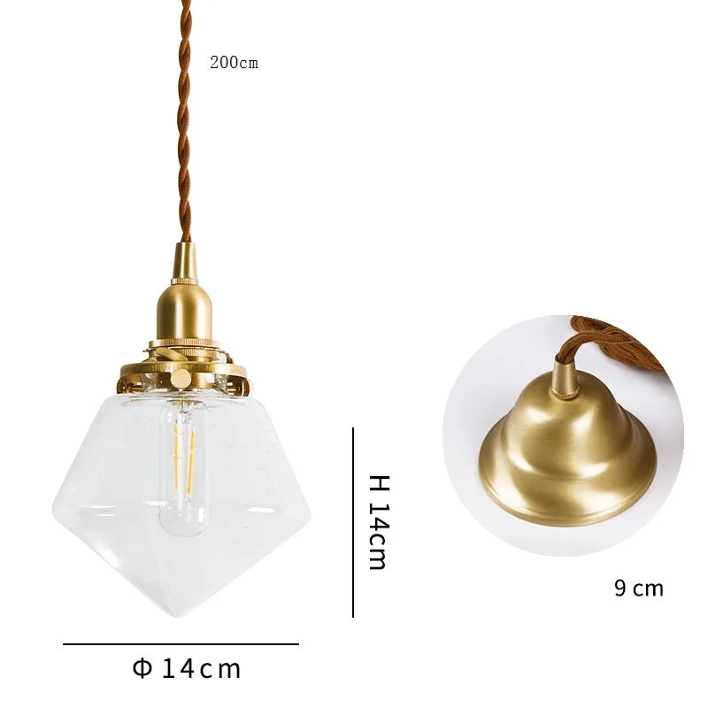 Axyaa Clear Glass LED Pendant Light: Nordic Style Copper Hanging Lamp