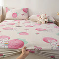 Axyaa Coarse Cotton Printed Fitted Sheet - Non-Slip Dust Cover Protector
