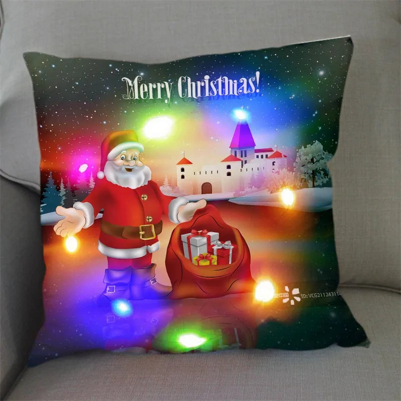 Axyaa Santa Claus LED Light Pillowcase 45X45cm