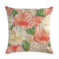 Axyaa Leaf Pattern Decorative Cushion Cover Pink Flower Linen Pillow Case