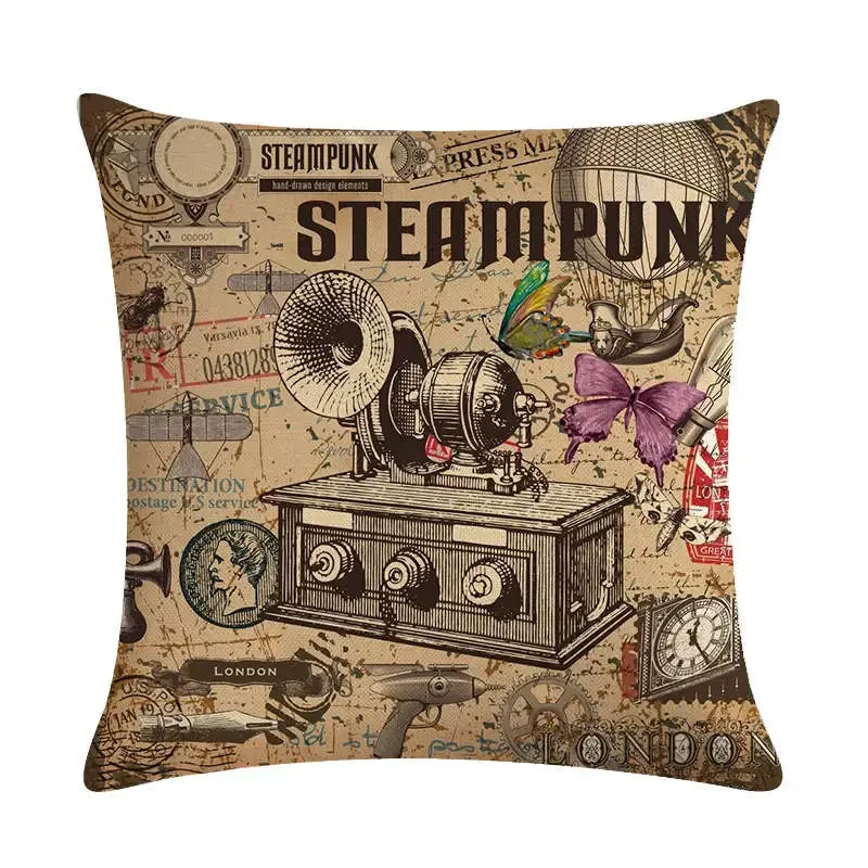 Axyaa Retro Typewriter Camera Linen Pillow Cover 45x45cm
