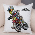 Axyaa Extreme Sports Motorcycle Pattern Cushion - Cartoon Design for Home & Car