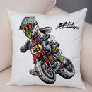 Axyaa Extreme Sports Motorcycle Pattern Cushion - Cartoon Design for Home & Car
