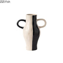Axyaa Black White Pattern Ceramic Vases Abstract Art Flower Pots Room Decor