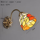 Axyaa Red Blue Glass Wall Lamp Brass E27 Bulb Bedroom Living Room Sconce