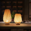 Axya Bamboo Table Lamp: Handmade Bedroom Living Room Decor Bedside Desk Light