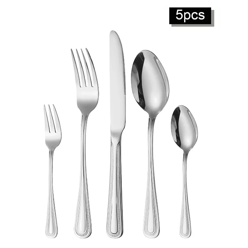 Axyaa Stainless Steel Tableware Set - Knife, Fork, Spoon & Steak Set