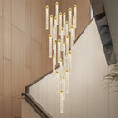 Axyaa Gold Crystal Staircase Chandelier: Modern LED Living Room Lamp
