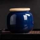 Axyaa Ceramic Tea Jar with Bamboo Lid for Home Storage and Decoration