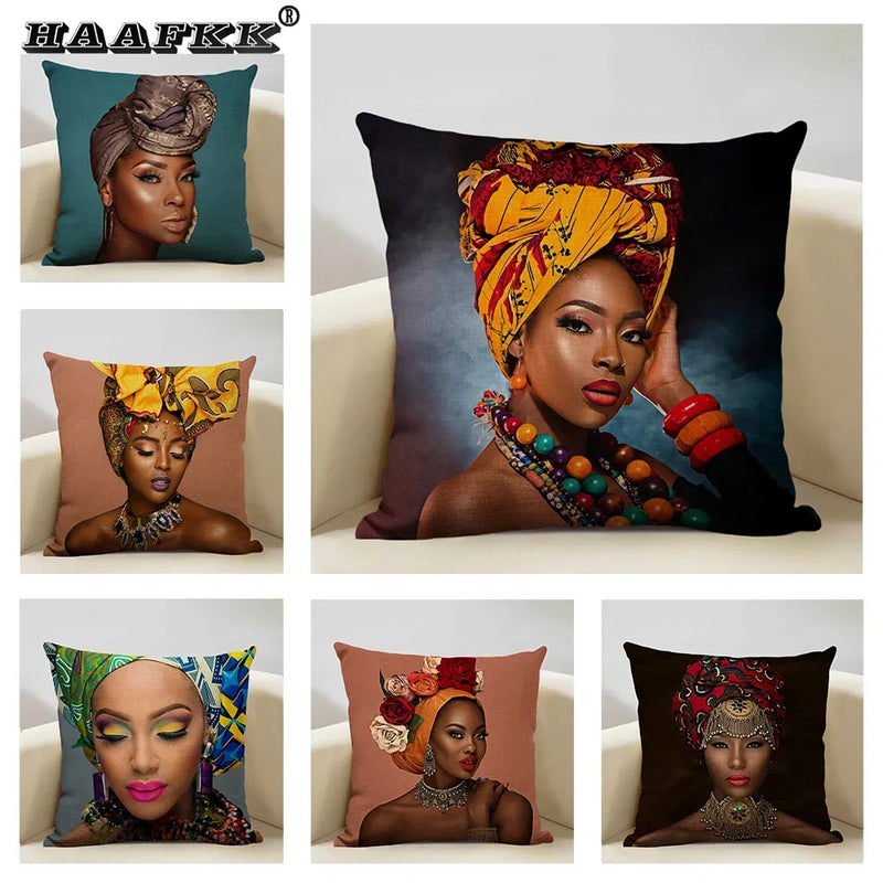 Axyaa African Lady Sofa Pillow Cover: Stylish Decor for Bedroom, Hotel, Cafe
