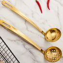 Axya Gold Plated Stainless Steel Soup Ladle for Home and Restaurant