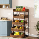 Axyaa 5-Tier Wood Fruit & Vegetable Storage Rack: Pull-Out Snack Stand Organizer