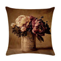 Axyaa Floral Pattern Linen Cushion Cover for Home Sofa, 45x45cm Square Pillowcase