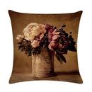 Axyaa Floral Pattern Linen Cushion Cover for Home Sofa, 45x45cm Square Pillowcase