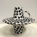 Axyaa Geometric Black White Dot Ceramic Vase: Handcrafted Abstraction Floral Arrangement Accessory