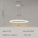 Axyaa Modern Black White Rings LED Pendant Chandelier for Living Room Bedroom Dining Kitchen