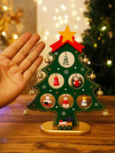 Axyaa Wooden Green Christmas Tree Ornament with Bells - Festive Tabletop Holiday Decor