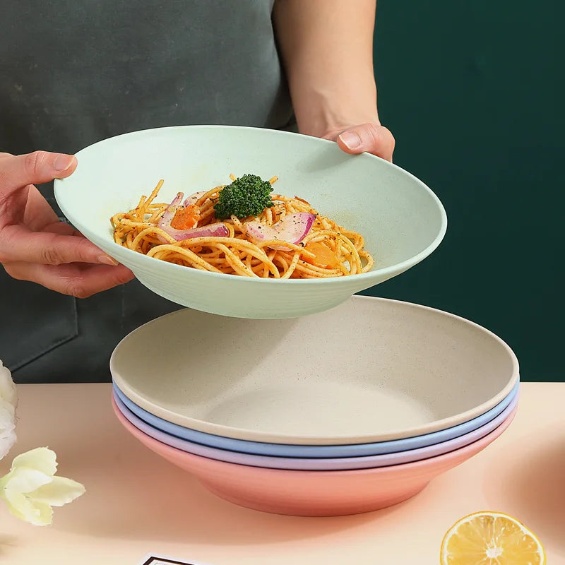 Axyaa Wheat Straw Soup Bowl Plastic Tableware, Microwavable Dinner Plate, Kitchen Utensils