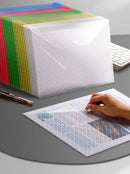 Axyaa A4 Transparent Plastic File Bag Snap Button Organizer Stationery Storage