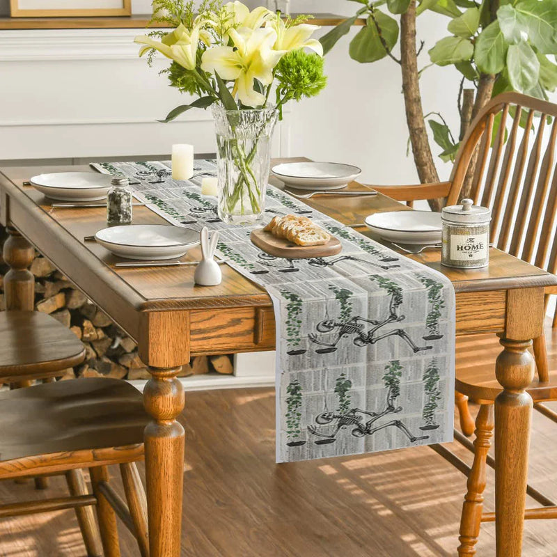 Axyaa Halloween Skeletons Table Runner Kitchen Decor Party Wedding Settings