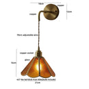 Axyaa Blue Glass LED Wall Sconce, Tiffany Style Pull Chain Switch Staircase Mirror Light