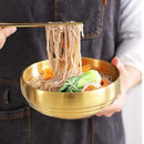 Axyaa Double Layer Cold Noodle Bowl - Stainless Steel Korean Style Soup Salad Bowls