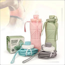Axyaa Silicone Foldable Water Cup: Portable Leakproof Bottle for Outdoor Travel & Gym