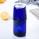 Axyaa Glass Water Carafe and Cup Set - 450ml/15oz Blue Amber Green Glass Pitcher Tumbler